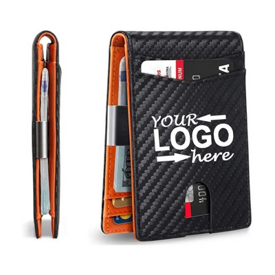 Leather Money Clip Mens Bifold Wallet