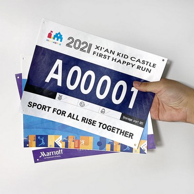 Custom 9.5" x 6.3" Paper Running Race numbers with Safety Pins