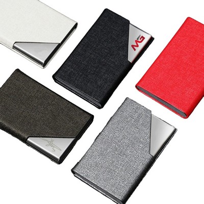 PU Leather Metal Business Card Holder