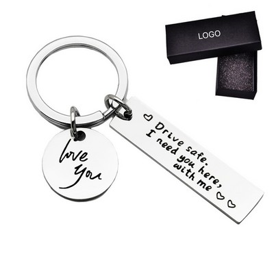 Stainless Steel Keychain Meaningful Relationship Gift Laser Engraved Heartwarming Key Ring