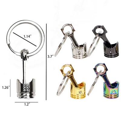 Metal Keychain with Turbo Engine Piston Styling