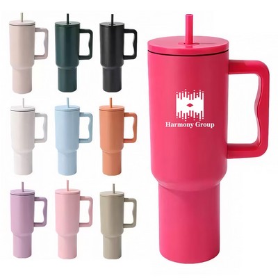 40oz Tumbler with Handle and Straw Lid Water Bottle