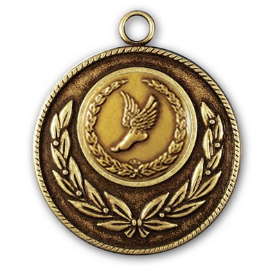 Stock Classic Wreath With Rope Edge 2" Medal- Track Winged Foot