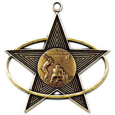Stock All-Star 3" Medal- Baseball