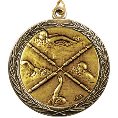Stock Medal w/ Round Edge & Wreath (Swimming Female) 2 1/2"