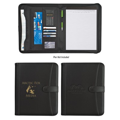 Pebble Grain Zippered Portfolio With Calculator