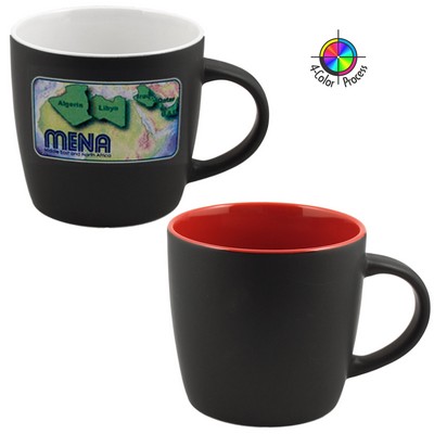 12 Oz. Two-Tone Black/Red Euro Cafe Mug - 4 Color Process