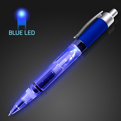 Blue Light Up Plastic Pen - BLANK