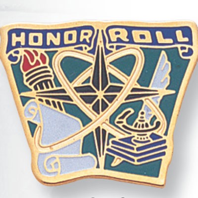 Etched Enameled School Honor Roll Pin