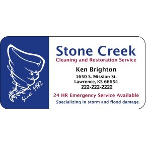 4" X 2" Kwik-Ship White Static Screen Print Round Corner Decal