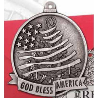 Full Size Stock Design God Bless America Pewter Ornament