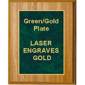 Oak Plaque 6" x 8" - Marbleized Green/Gold 4" x 6" Plate