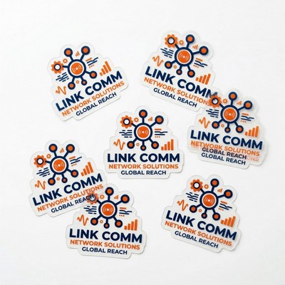 .004 Custom Shape Clear Gloss Vinyl / low tack adh face Decals (51 to 75 sq in) Full Color