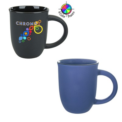 14 Oz. Satin Matte Ocean Blue Salem Mug with Black Halo - Dishwasher Safe - Full Color