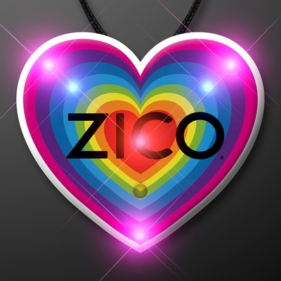 Retro Rainbow Heart Blinkies on String Necklace - PRINTED
