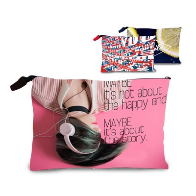 Full color Edge-to-Edge Zippered 5 oz. Cotton Large Pouch