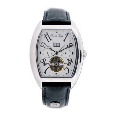 Men's Black Wristwatch W/ Silver Medallion