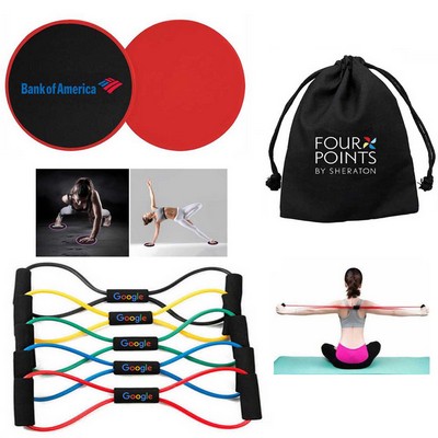 iBank ® Exercise Fitness Sliders + Chest Expander Band