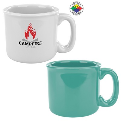 15 Oz. Solid Aqua/Seafoam Green Retro Campfire Mug - Dishwasher Safe - Precision Spot Color