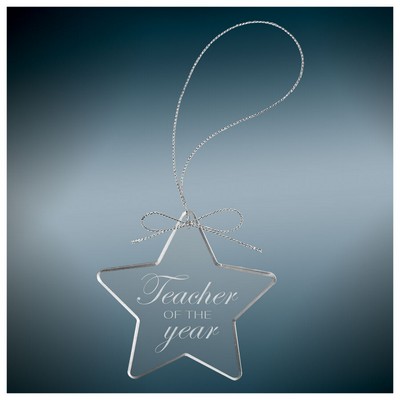 3 1/4" Star Clear Glass Ornament w/Silver String
