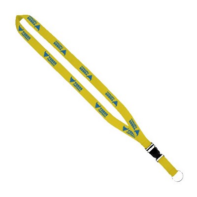 IMPORT 3/4" Polyester Lanyard with Woven Ribbon and Plastic Slide Buckle
