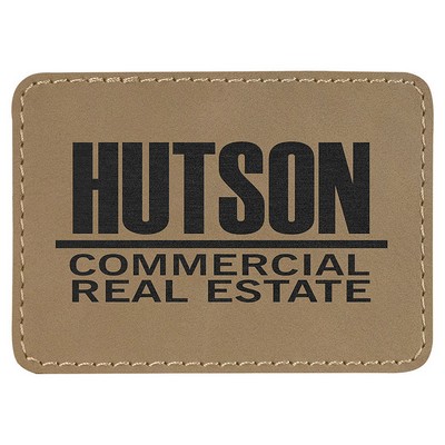 3-1/2"x2-1/2" Rectangle Patches, Light Brown Laserable Leatherette