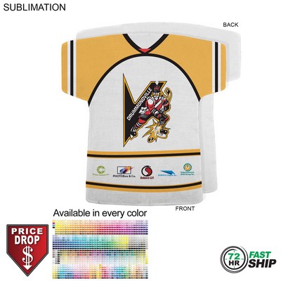 72 Hr Fast Ship - Hockey Jersey Shape Microfiber Keepsake Towel, 18x17, Sublimated Front Side