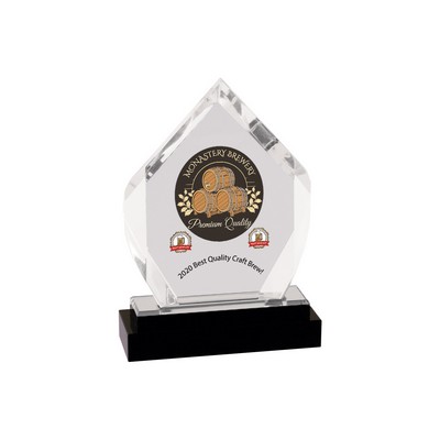 7" Silver Fusion Diamond Impress Acrylic w/ Black Glass Base