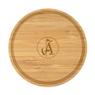 10.5" Round Bamboo Cutting Board Thick Style with Juice Groove