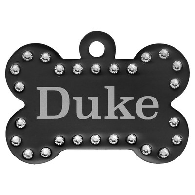 Black Anodized Aluminum Swarovski Bling Bone with Tab