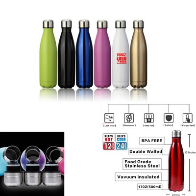 17 Oz. Double Wall Vacuum Insulated Stainless Steel Water Bottle