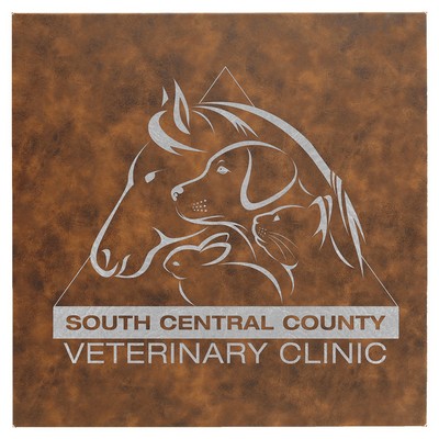 14" x 14" Rustic/Silver Leatherette Wall Decor with Sawtooth Hanger