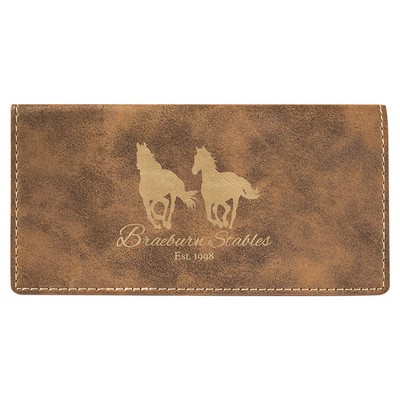 6 3/4" x 3 1/2" Rustic/Gold Leatherette Checkbook Cover