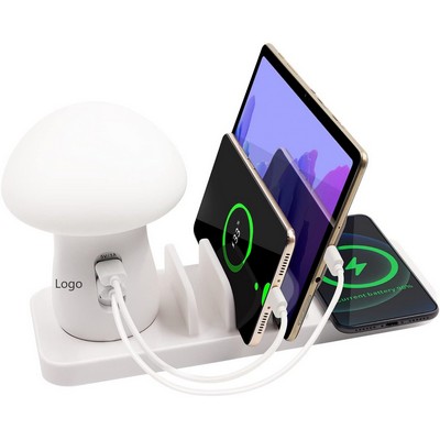 Multi Ports USB Charging Station QC3.0 Charger Wireless Charger With Night Lamp