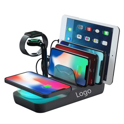 Multi Ports USB Charging Station 70W Charger Wireless Charger Including 4 Charging Cables
