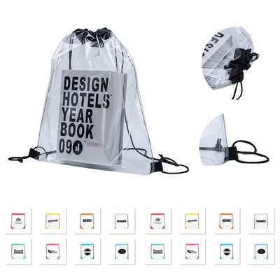 Transparent Pvc Backpack Drawstring Strap Pocket
