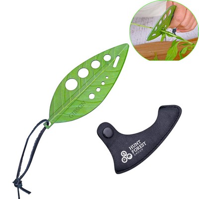 9 Holes Stainless Steel Kitchen Fresh Herb Leaf Stripping Tool with Protective Leather Case