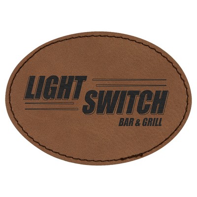 3-1/2"x2-1/2" Oval Patches, Dark Brown Laserable Leatherette