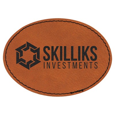 3-1/2"x2-1/2" Oval Patches, Rawhide Laserable Leatherette