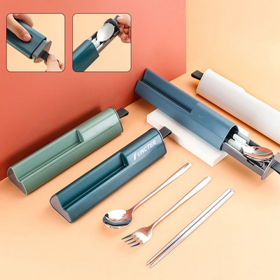 3 Pieces Camping Tableware Set Portable Travel Utensils Set with Case Phone Holder