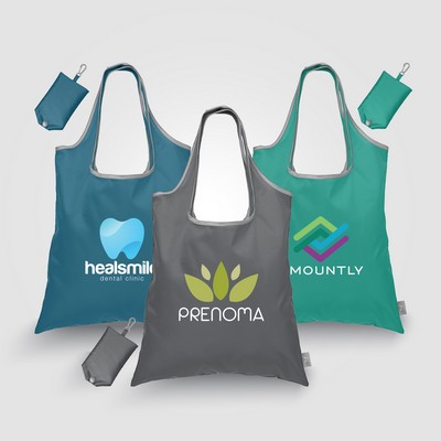 Santorini RPET - Recycled Foldaway Shopping Tote Bag - Full-Color Inkjet