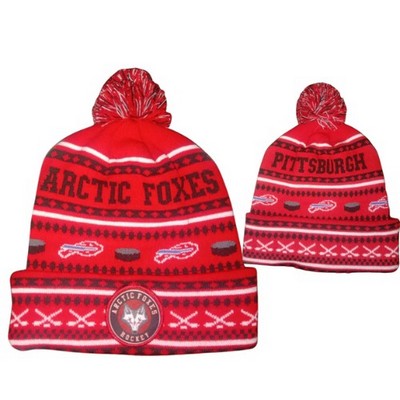 Premium Knit Acrylic Beanie with Cuff and Pom Pom