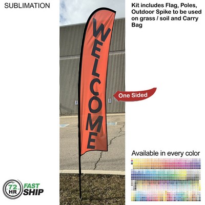 72 Hr Fast Ship - 10' Small Feather Flag Kit, Full Color Graphics One Side, Spike and Bag Included