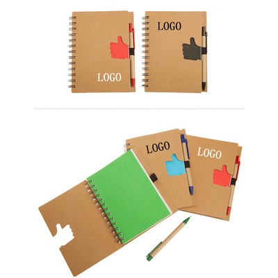 7"L x 5 7/8"W x 3/8"H Kraft Cover Notebook with Detachable Pen