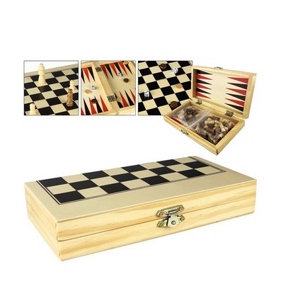 3 in 1 Wooden Chess Play Case
