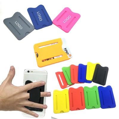 Silicone Phone Card Wallet w/Finger Loop