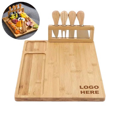 6 Piece Bamboo Cheese Board And Knife Set