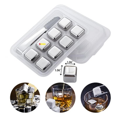 8 Pack Stainless Steel Reusable Ice Cube