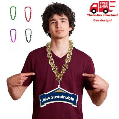 2 Layers Oversized Superfan Chain Necklace with EVA Tag