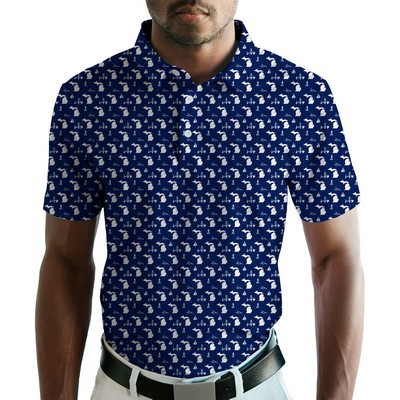Men's Golf Polo - Pure Michigan Livin - Navy Blue